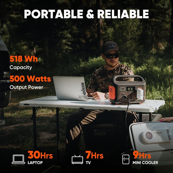 Jackery portable power station explorer 500 with 518Wh of capacity